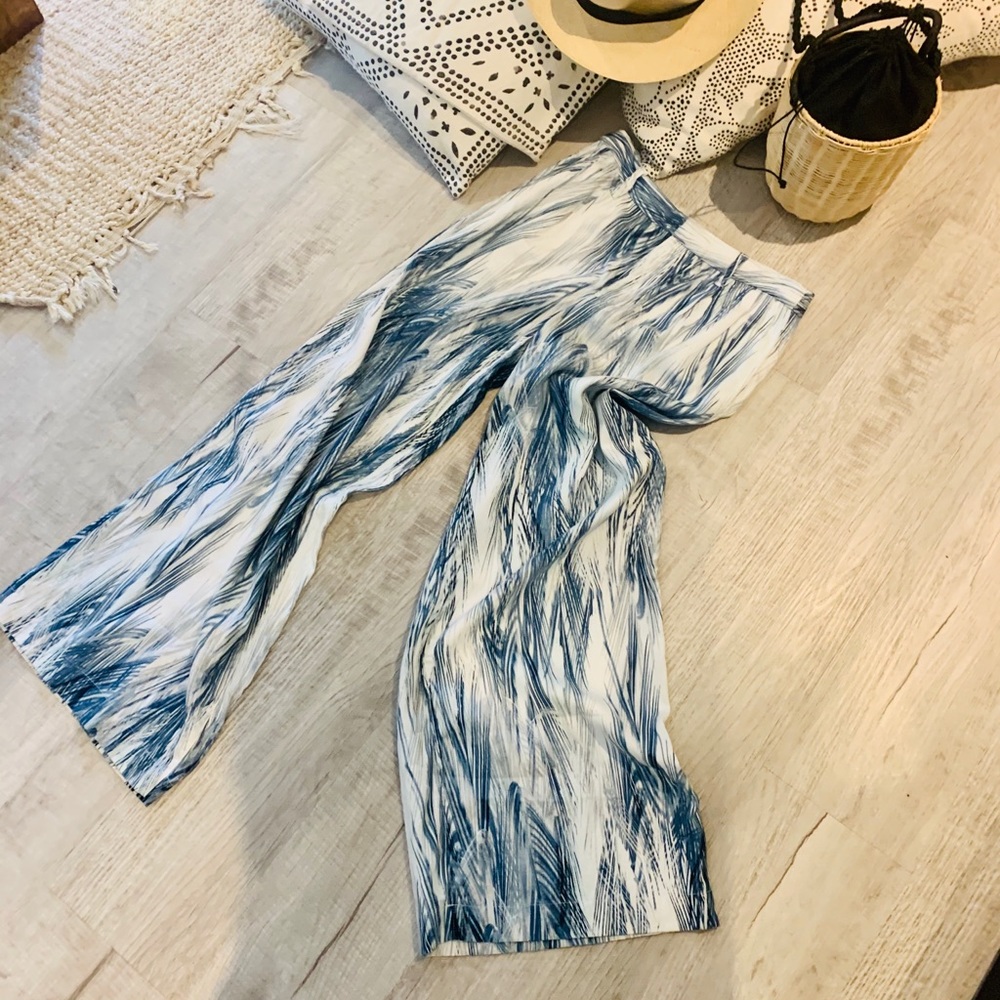 Free People Wide Leg Palm Print Pants